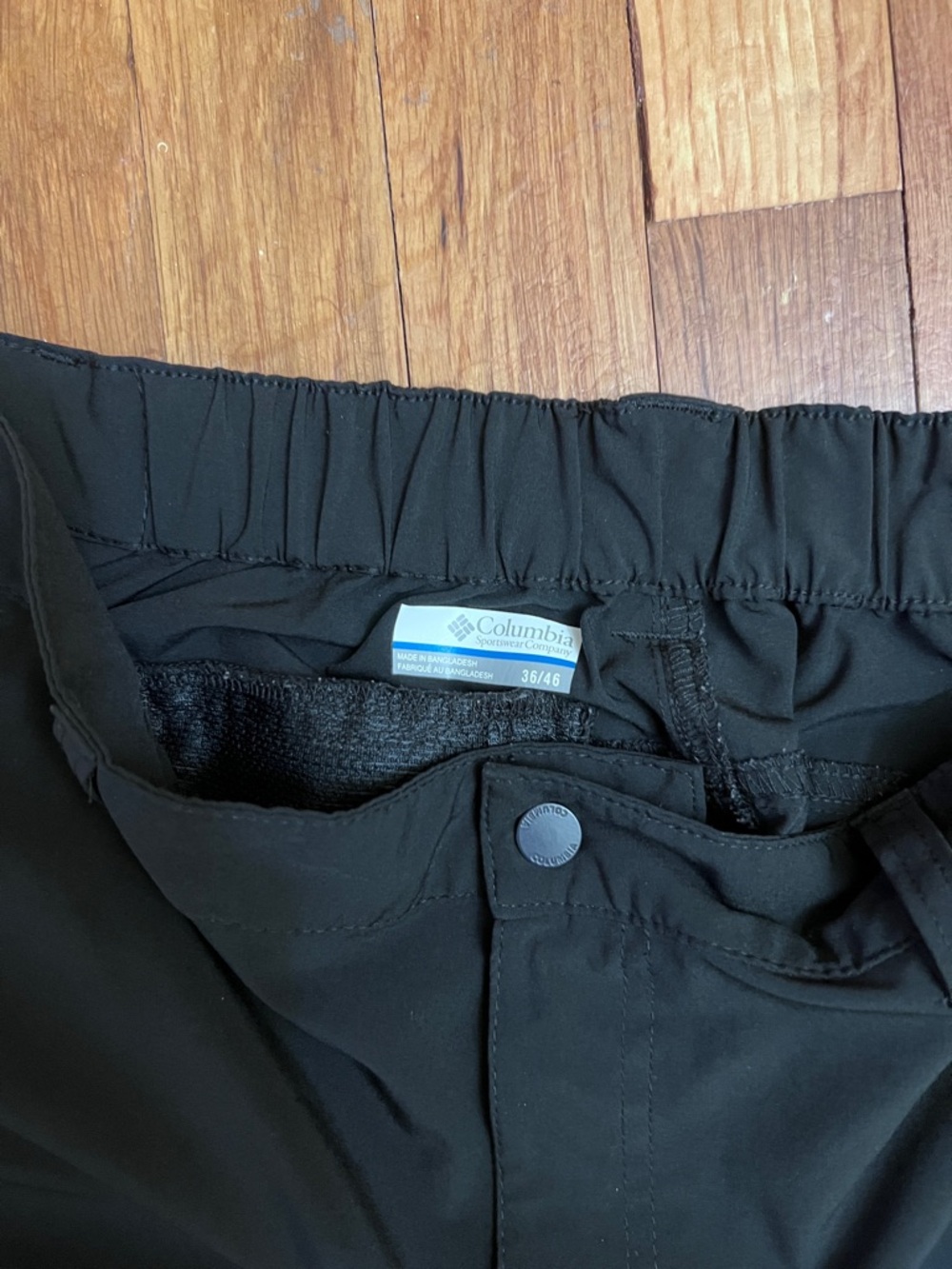 Men's Black Stretch Hiking Pants with Elastic Waist - Picture 2 of 5